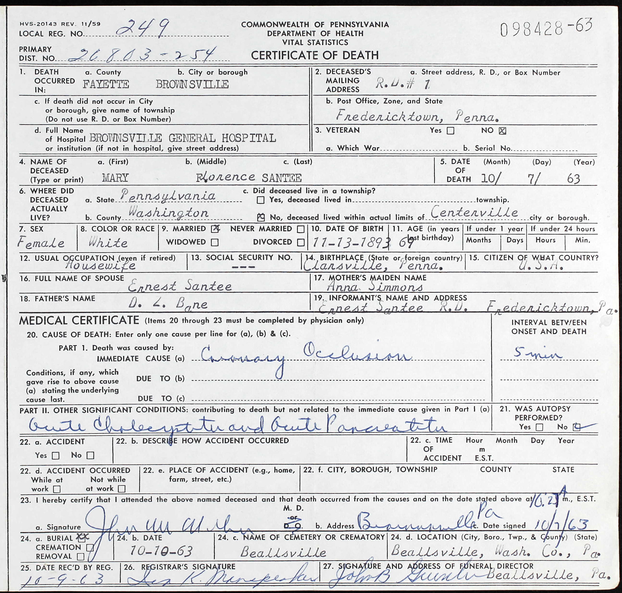 death certificate